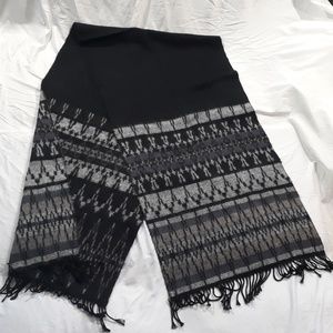 HUGE Black Grey Wide Winter Scarf 76x19"